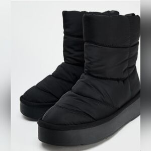 Zara Quilted Platform Ankle Boots